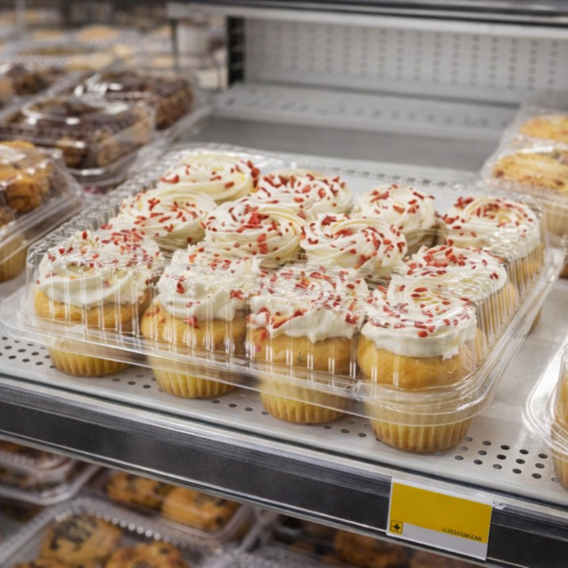 12 Compartment Plastic Mini Cupcake/Muffin Container with High Dome Lid - #SLP34