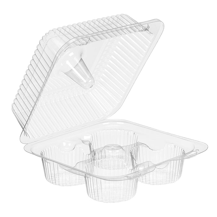 High Dome 4 Compartment Plastic Cupcake/Danish Container - #SLP44A