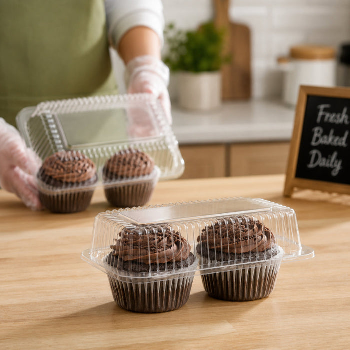 2-Count Hinged Plastic Muffin Container - #SLP52