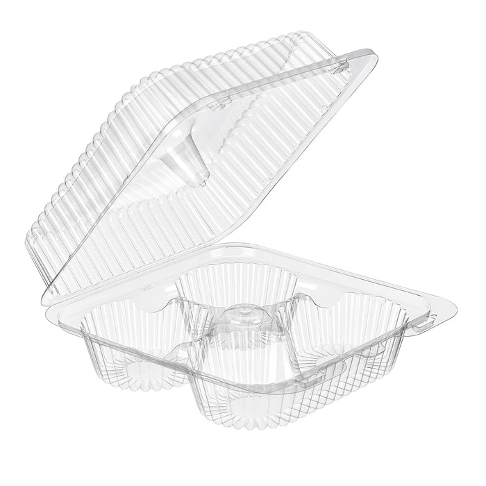 Low Dome 4 Compartment Plastic Cupcake/Muffin Container - #SLP54P