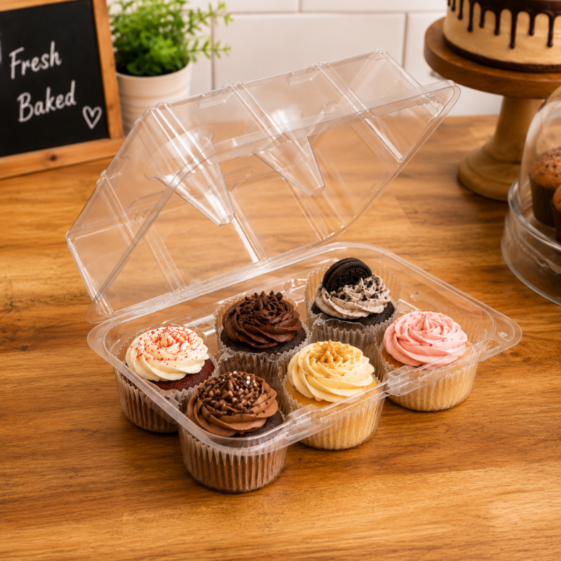 SureLock 6-Count Rectangular Plastic Cupcake Container - #SLP5600