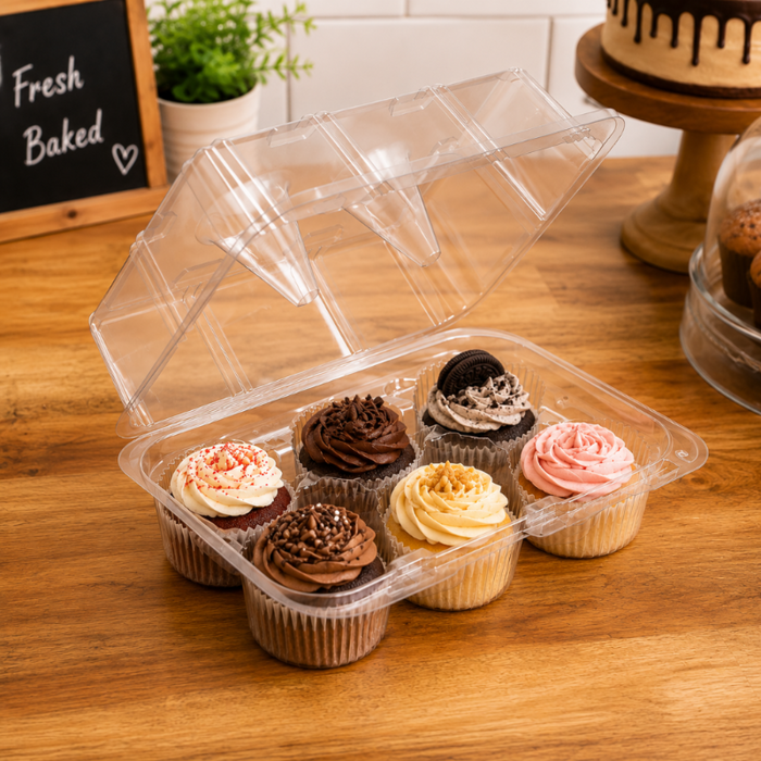 SureLock 6-Count Rectangular Plastic Cupcake Container - #SLP5600