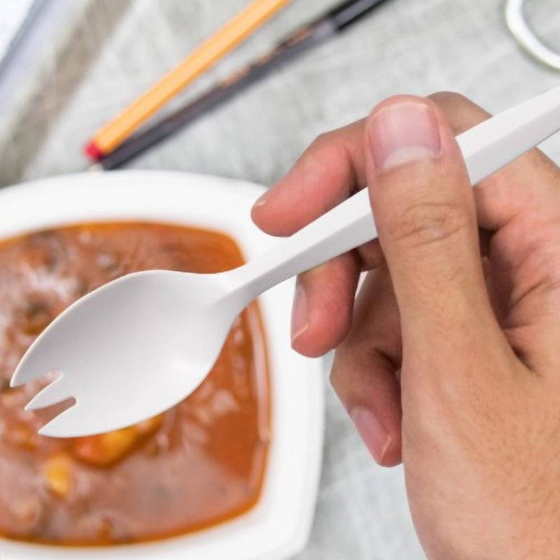 Dart Solo Medium Weight White Polypropylene Spork Bulk - Case of 1000 - #SP6SW