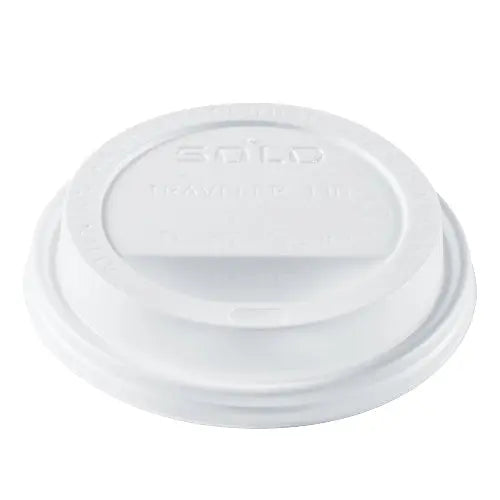 Dart Solo 12-24 oz. White HIPS Plastic Traveler® Lid with Sip Hole - Sleeve of 120 - #TL1224TG
