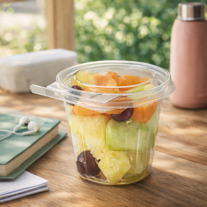 Safe-T-Fresh 11 oz. Tamper Evident Hinged Plastic Deli Cup - #TS11CCRJT