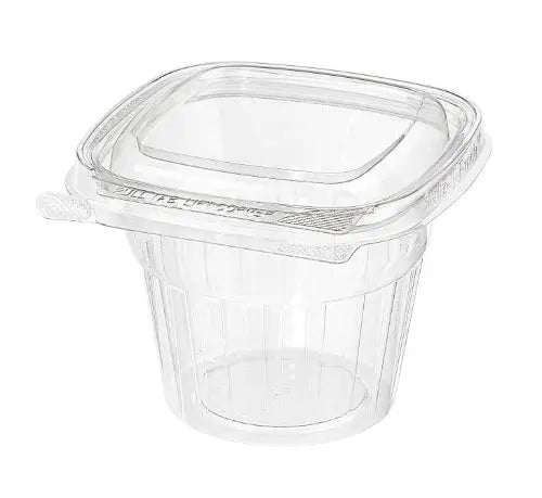 Inline Plastics Safe-T-Fresh Tamper Evident & Tamper Resistant Clamshell 12 oz. Square Top Cup with Round Base - #TS12CCQ Inline Plastics