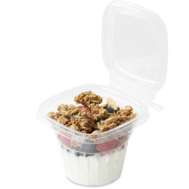 Safe-T-Fresh 12 oz. Tamper Evident Clamshell Square Top Cup with Round Base - #TS12CCQ