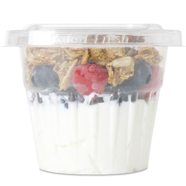 Safe-T-Fresh 12 oz. Tamper Evident Clamshell Square Top Cup with Round Base - #TS12CCQ