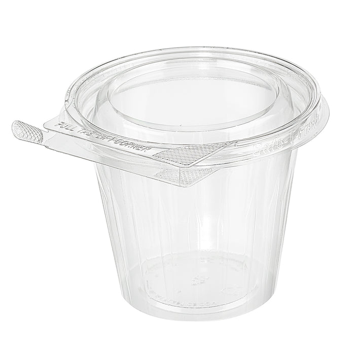 Vaso para fruta de 12 oz con tapa plana y a prueba de manipulaciones Safe-T-Gard ®