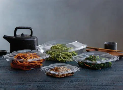 16 oz. PagodaWare Tamper Evident & Tamper Resistant Hinged Deli Container - #TS16PW Inline Plastics