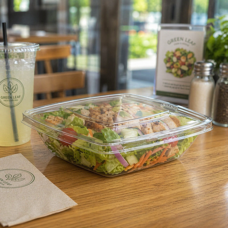 Safe-T-Fresh 24 oz. Tamper Evident Deli Container with Flat Lid - #TS24PWF