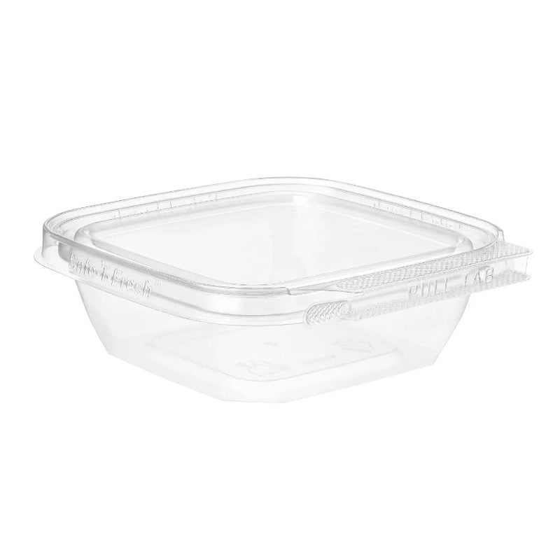 Inline Plastics Safe-T-Fresh 4x4 Square Tamper Evident & Tamper Resistant Clamshell Container, 8 oz. - TS4008 Inline Plastics