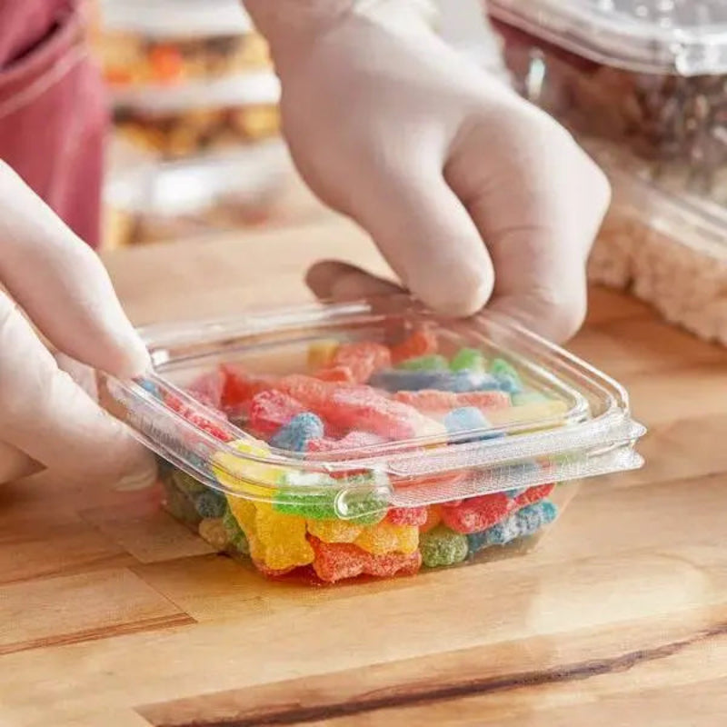 Inline Plastics Safe-T-Fresh 4x4 Square Tamper Evident & Tamper Resistant Clamshell Container, 8 oz. - TS4008 Inline Plastics