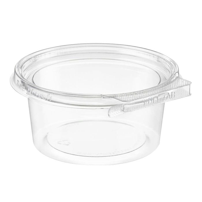 Safe-T-Fresh 12 oz. Tamper Evident Hinged Round Deli Tub - #TS4012R