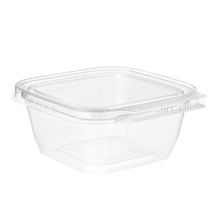 Inline Plastics Safe-T-Fresh 4x4 Square Tamper Evident & Tamper Resistant Clamshell Container, 12 oz. - TS4012