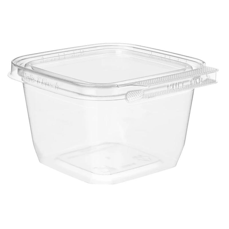 Inline Plastics Safe-T-Fresh 4x4 Square Tamper Evident & Tamper Resistant Clamshell Container, 16 oz. - TS4016 Inline Plastics
