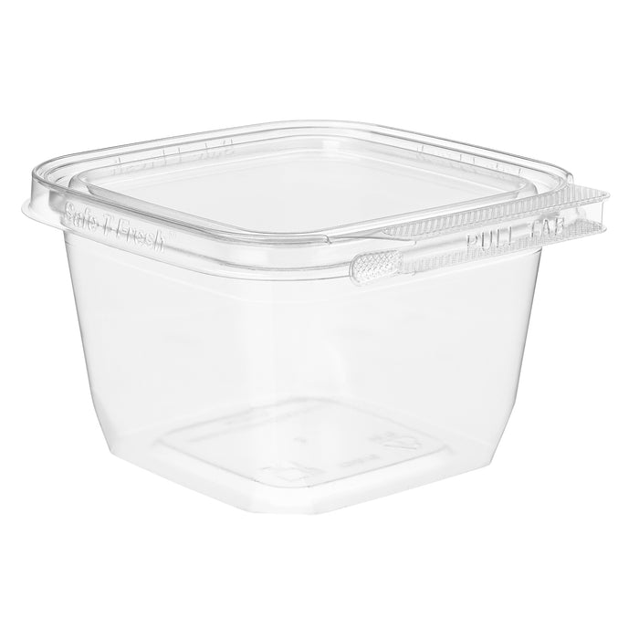 Inline Plastics Safe-T-Fresh 4x4 Square Tamper Evident & Tamper Resistant Clamshell Container, 16 oz. - TS4016