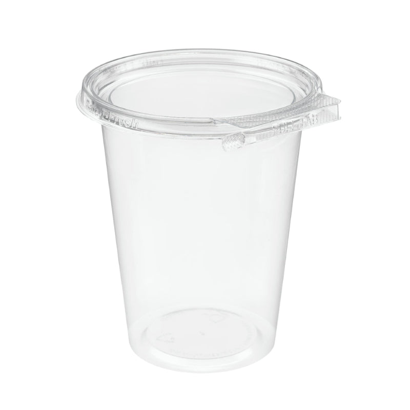 Safe-T-Fresh 32 oz. Tamper Evident Plastic Hinged Round Deli Container - #TS4032R