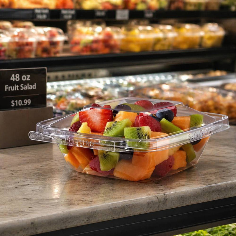 Safe-T-Fresh 48 oz. Tamper Evident Square Deli Container - #TS48PW