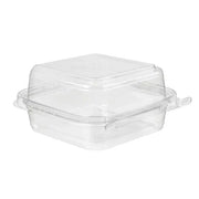 5" x 5" Tamper Evident & Tamper Resistant 27 oz. Deli Clamshell Container - #TS5X5ST - KitchenDance