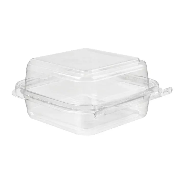 5" x 5" Tamper Evident & Tamper Resistant 27 oz. Deli Clamshell Container - #TS5X5ST - KitchenDance