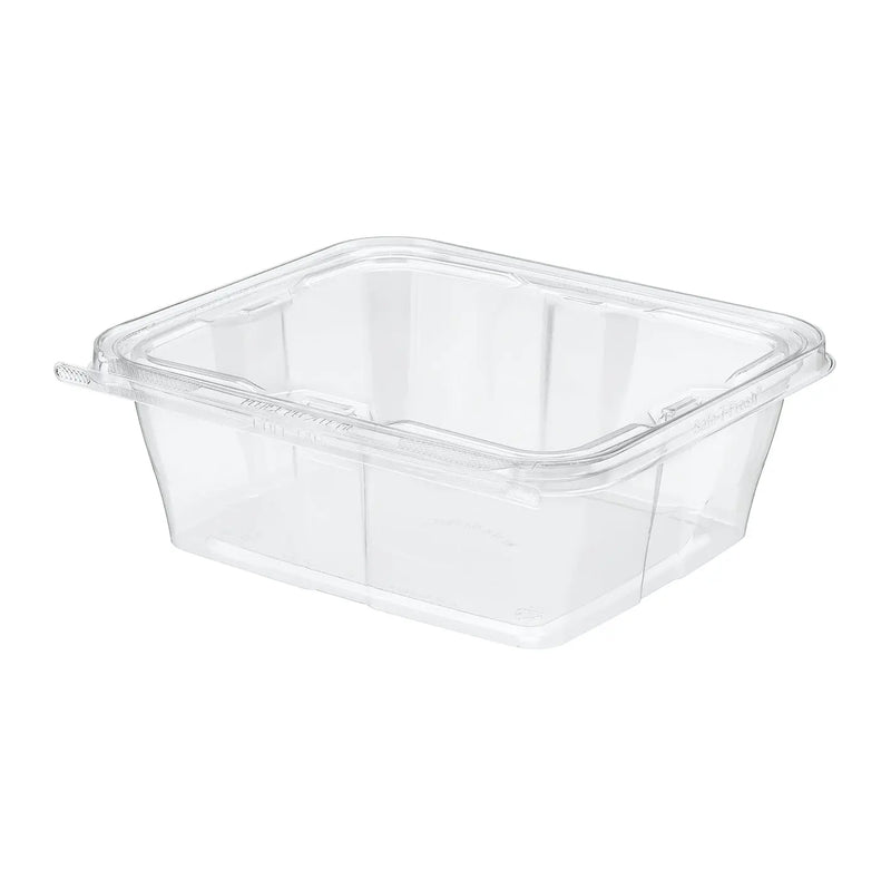 Inline Plastics Safe-T-Fresh 7x6 Rectangular Tamper Evident & Tamper Resistant Clamshell Tub, 64 oz. - TS64 Inline Plastics