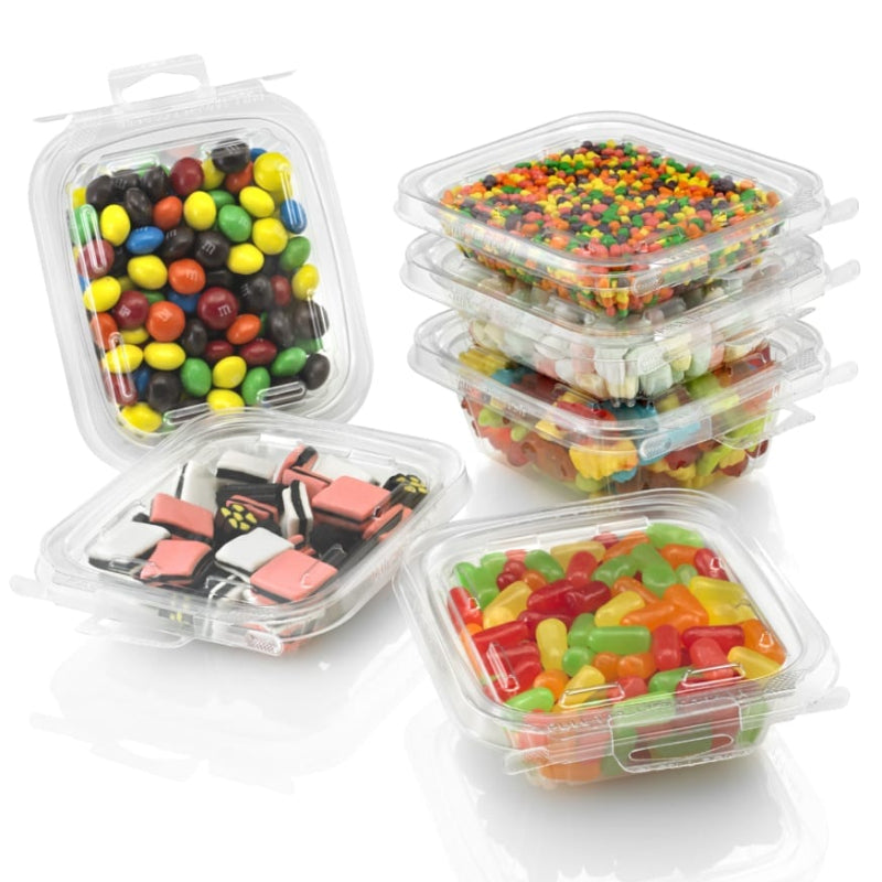 Safe-T-Fresh 6 oz. Tamper Evident Hangable Hinged Snack Container - #TS6T
