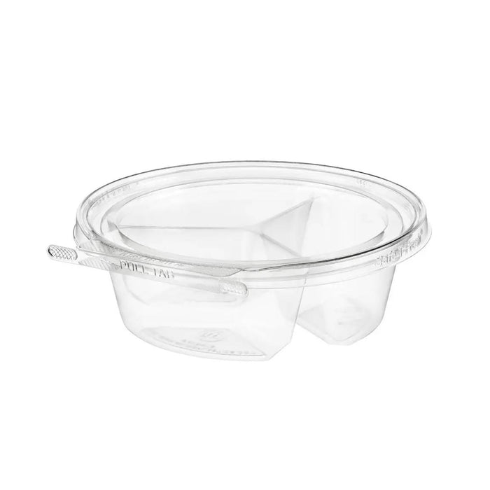 Safe-T-Fresh 7" Round Tamper Evident 3-Compartment Clamshell Tub - #TS7020C3
