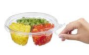 Safe-T-Fresh 7" Round Tamper Evident & Tamper Resistant 3 Compartment Clamshell Tub, 20 oz. - #TS7020C3 Inline Plastics
