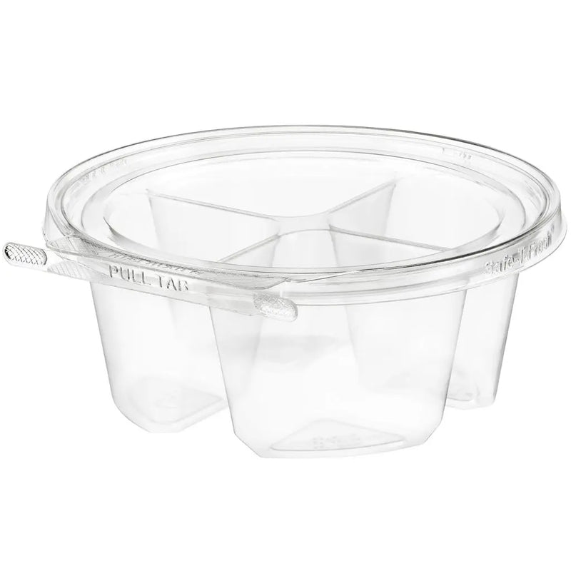Safe-T-Fresh 7" Round Tamper Evident & Tamper Resistant 4 Compartment Clamshell Tub - #TS7024C4 Inline Plastics