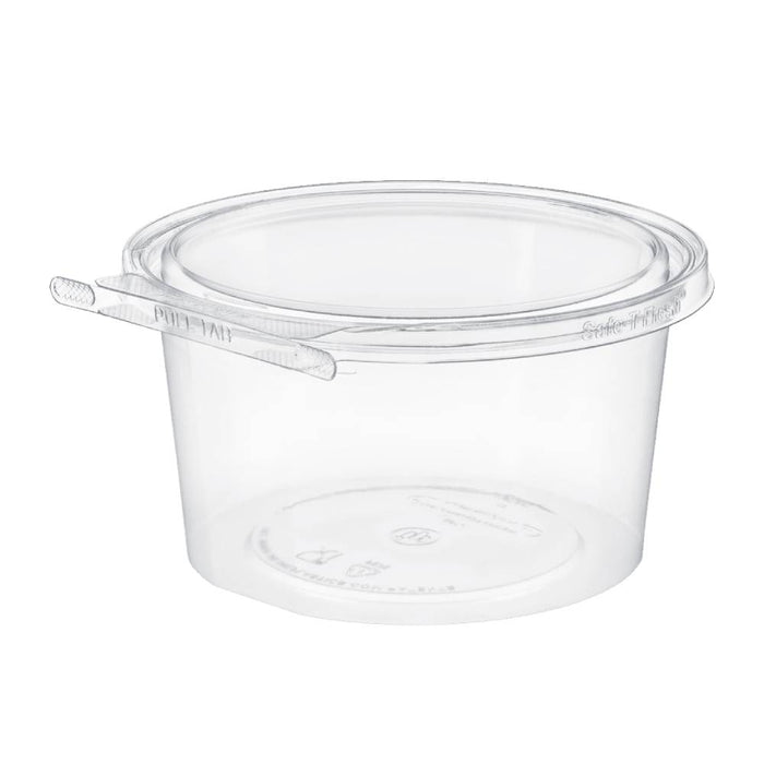Safe-T-Fresh 49 oz. Tamper Evident Round Hinged Deli Tub - #TS7046