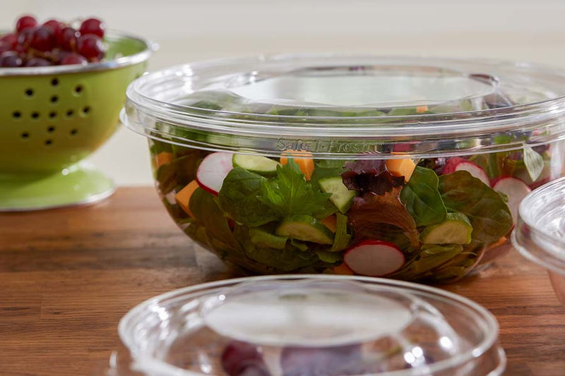 Safe-T-Fresh 80 oz. Tamper Evident Hinged Deli Bowl - #TS80RN
