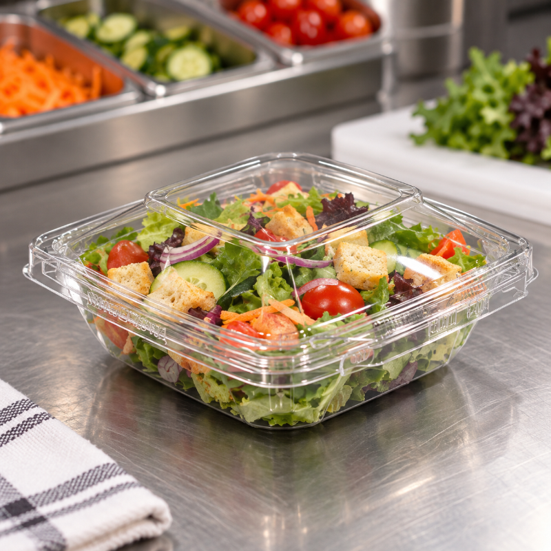 8 oz. PagodaWare Tamper Evident & Tamper Resistant Hinged Deli Container - #TS8PW