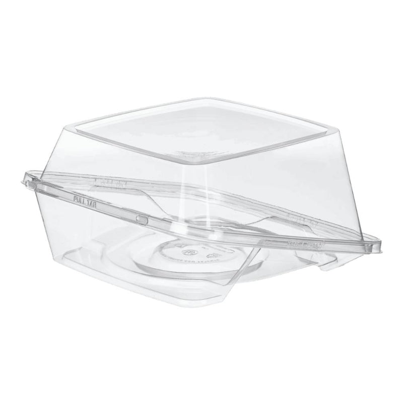 Safe-T-Fresh 8" Tamper Evident Plastic Hinged Cake Container - #TSCKB08D