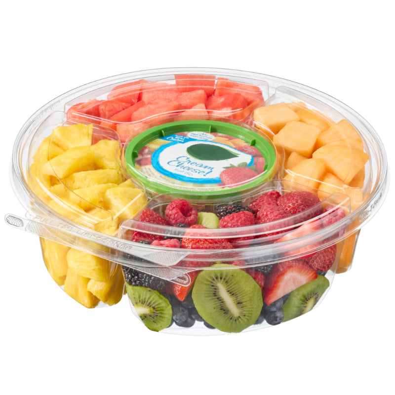 Safe-T-Fresh 104 oz. Tamper Evident 5-Compartment Round Snack Platter - #TSPL104C5