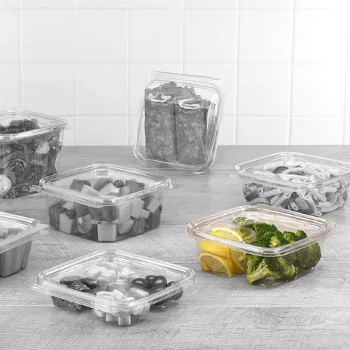 Inline Plastics Safe-T-Fresh Tamper Evident & Tamper Resistant Clamshell with 2 Compartments - #TSSB1R Inline Plastics