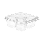 Inline Plastics Safe-T-Fresh 6x6 Tamper Evident & Tamper Resistant 4 Compartment Clamshell - #TSSB3R Inline Plastics
