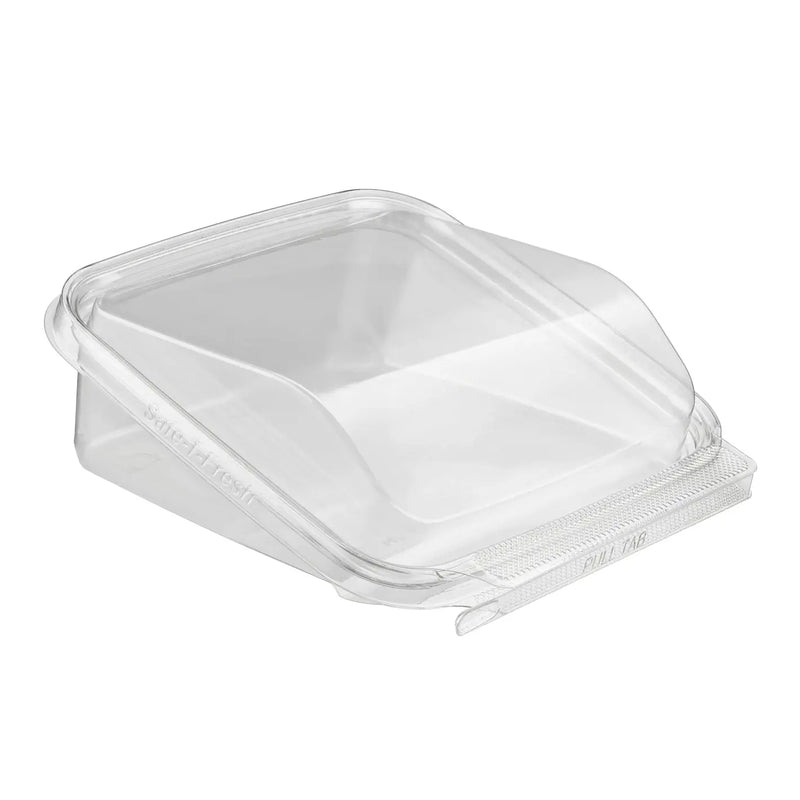 Inline Plastics Safe-T-Fresh 21.5 oz. Square Tamper Evident & Tamper Resistant Wrap Clamshell With Panoramic Viewing Window - TSSWR Inline Plastics