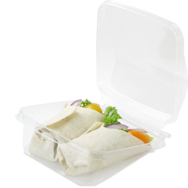 Safe-T-Fresh 21.5 oz. Tamper Evident & Resistant Cake Slice Hinged Containers - #TSSWR