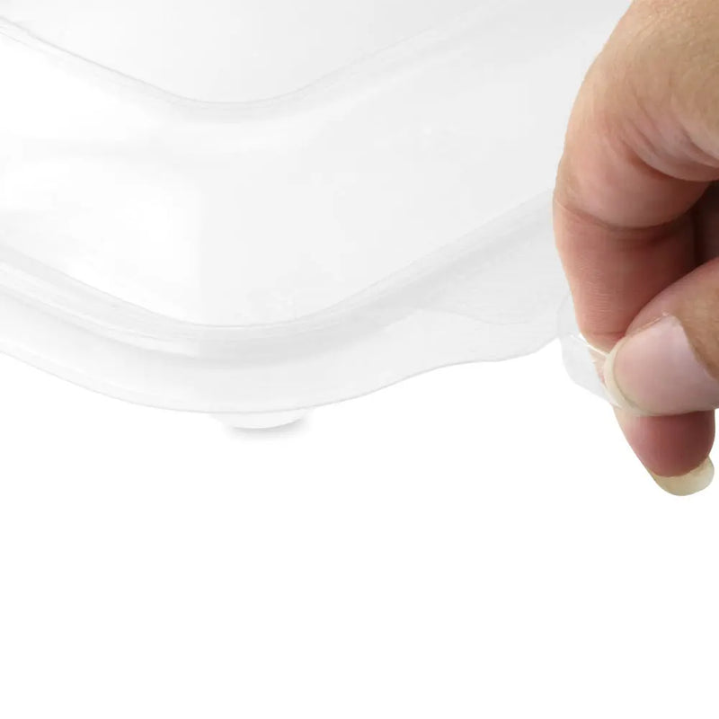 Inline Plastics Safe-T-Fresh 21.5 oz. Square Tamper Evident & Tamper Resistant Wrap Clamshell With Panoramic Viewing Window - TSSWR Inline Plastics