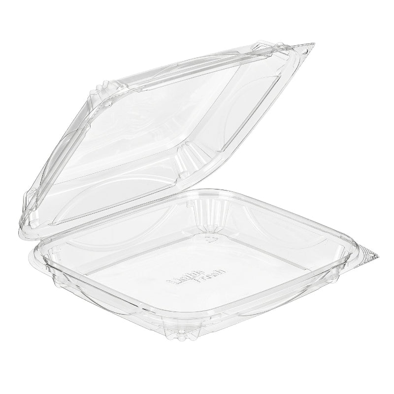 VisiblyFresh 8 x 7 Square Hinged Plastic Bakery Container - #VF8092