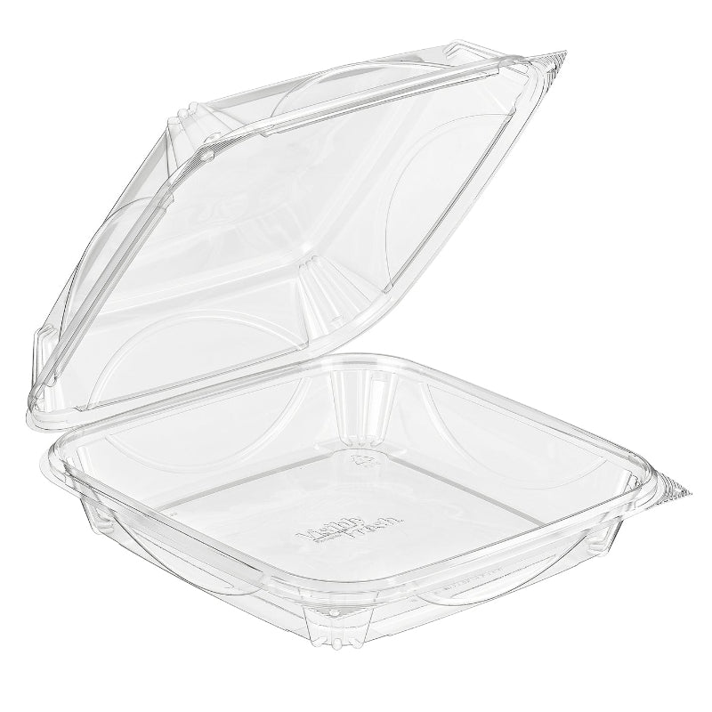 VisiblyFresh 8 x 8 Square Plastic Hinged Deli Container - #VF8100