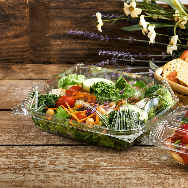VisiblyFresh 8 x 8 Square Plastic Hinged Deli Container - #VF8100