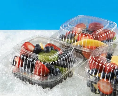 33 oz. Square Plastic Clamshell Container - #VPP756 - KitchenDance