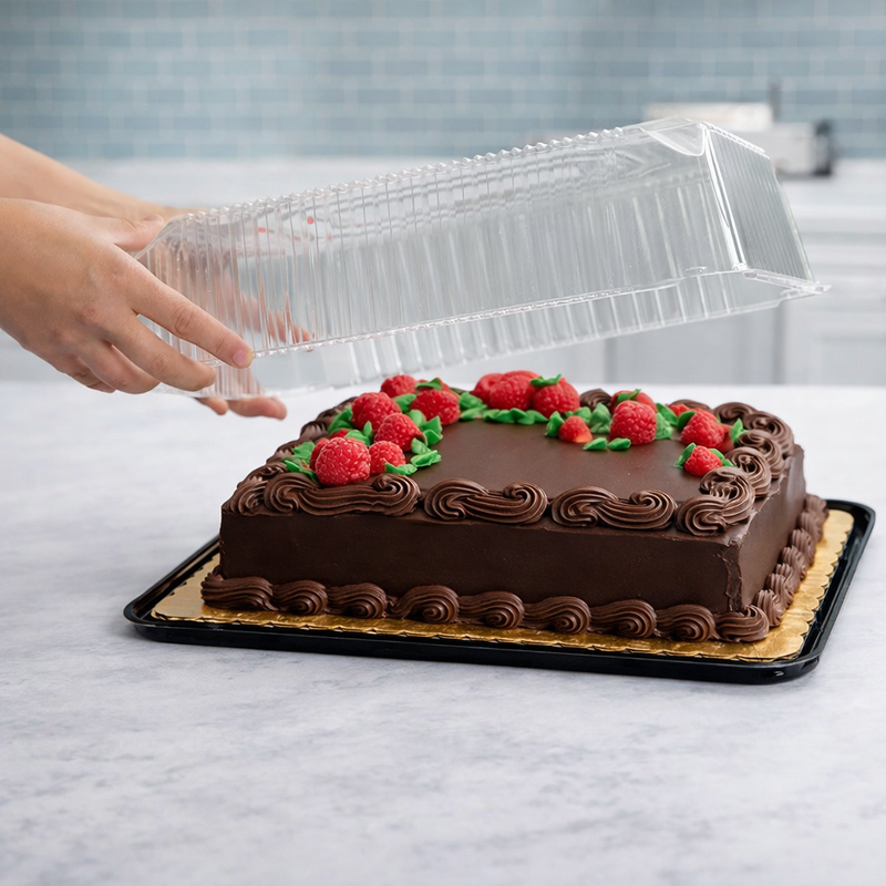 1/4 Size Sheet Cake Plastic Container with Low Dome Lid - #WG83