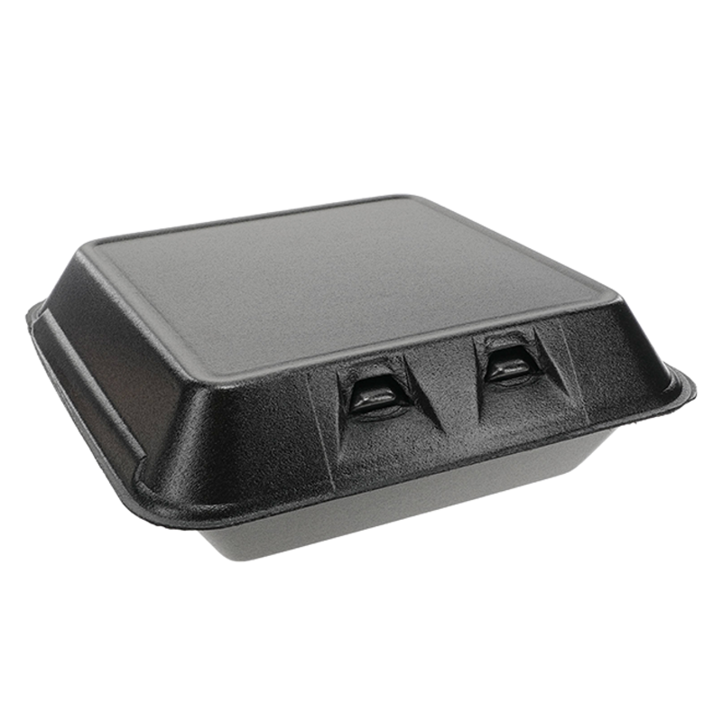 9 x 9.5" PS Foam SmartLock 3-Compartment Hinged Lid Container - #YHLB09030000