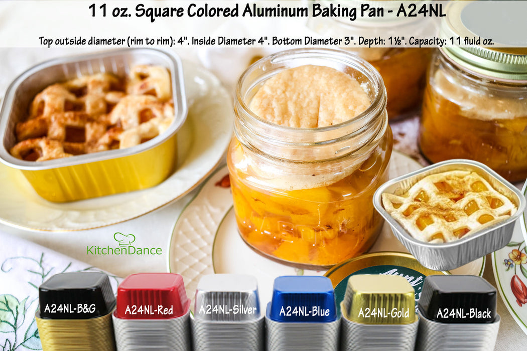 disposable aluminum foil 11 oz. colored holiday baking pans, individual serving size dessert pans