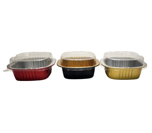 5" x 5" Colored Aluminum  Heavy Foil Square Pan with Lid Combo #A69P KitchenDance