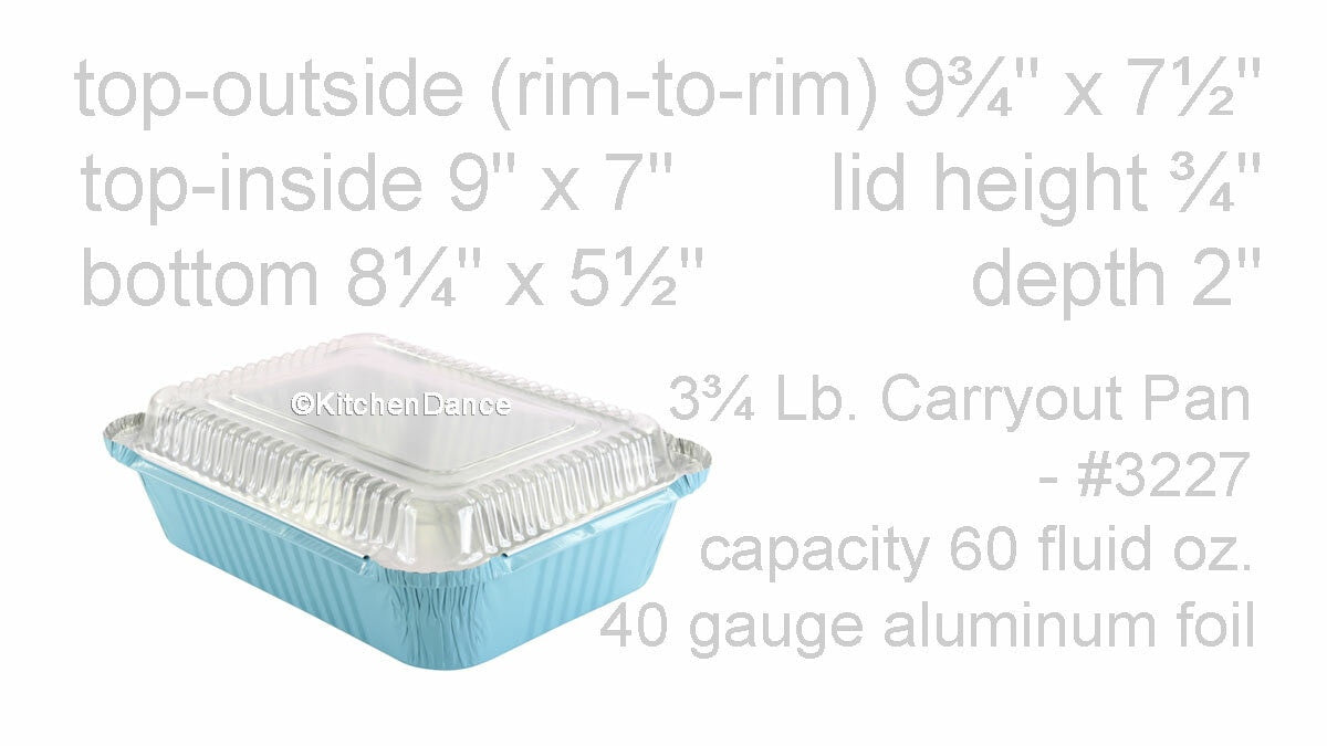 Colored Disposable Aluminum 3.75 Pound Carryout pan w/ Plastic Lid #3227P