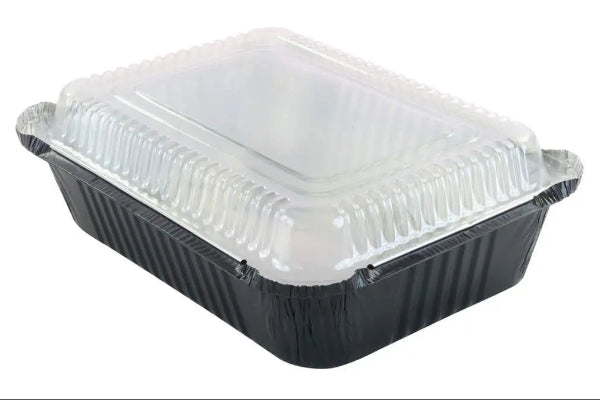 Colored Disposable Aluminum 3.75 Pound Carryout pan w/ Plastic Lid #3227P KitchenDance